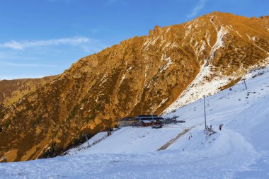 Almaty Şehri 17 Kasım 2023 Medeo Shymbulak Dağı Tatil Köyü