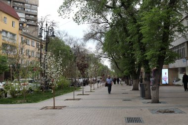 Almaty Şehri Kazakistan. 23 Nisan 2024. Gogol Caddesi.