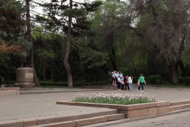 Almaty Şehri Kazakistan. 23 Nisan 2024. Gogol Caddesi.