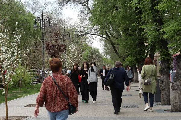 Almaty Şehri Kazakistan. 23 Nisan 2024. Gogol Caddesi.