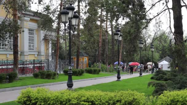 Almaty City Video Kazachstan April 2024 Gogol Straat Park Van — Stockvideo