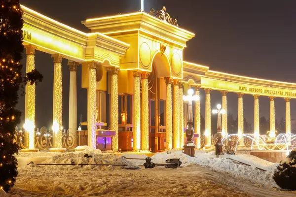 Almaty City Kazakistan 24 Aralık 2024. Yeni yıl kutlaması. First President's Park