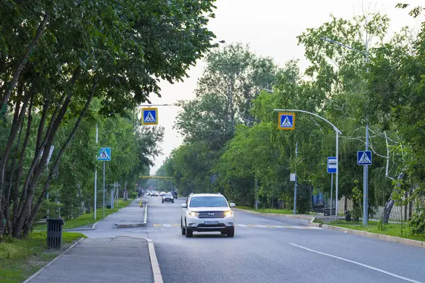 Almaty City Kazakistan 25 Mayıs 2025. Almaty 'deki Sadykov Caddesi.