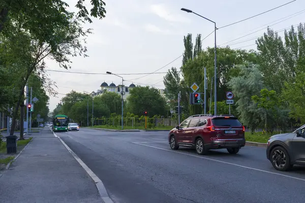 Almaty City Kazakistan 25 Mayıs 2025. Almaty 'deki Sadykov Caddesi.