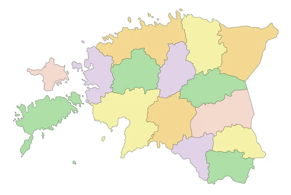 Эстония Подробная Редактируемая Политическая Карта — стоковый вектор