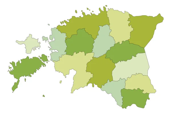 Mycket Detaljerad Redigerbar Politisk Karta Med Separerade Lager Estland — Stock vektor