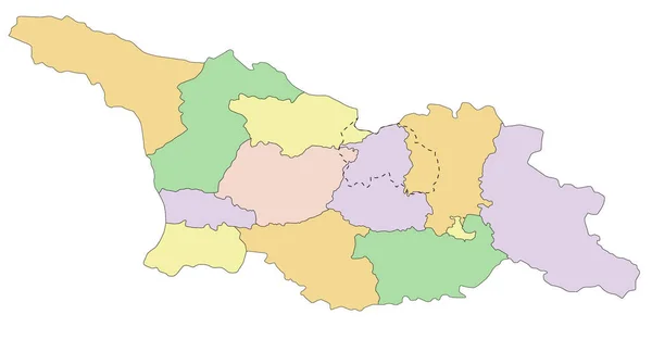 格鲁吉亚 高度详细的可编辑政治地图 — 图库矢量图片