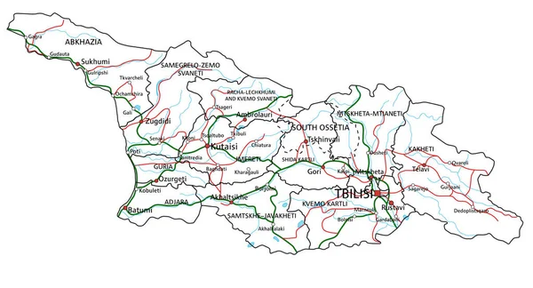 Georgia Road Highway Map Ilustração Vetorial —  Vetores de Stock