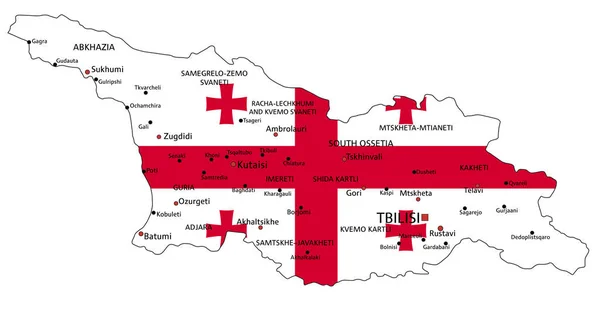 Georgia Mappa Politica Altamente Dettagliata Con Bandiera Nazionale Isolata Sfondo — Vettoriale Stock