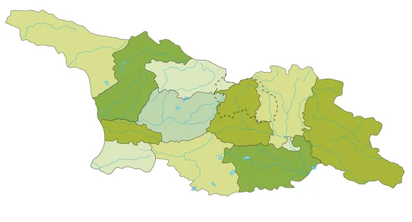 Высоко Детализированная Редактируемая Политическая Карта Разделенными Слоями Грузия — стоковый вектор