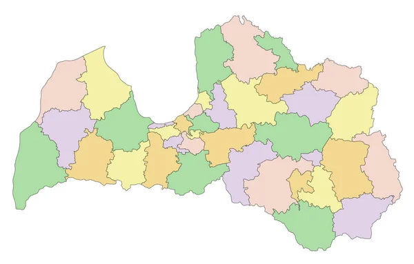 拉脱维亚 高度详细的可编辑政治地图 — 图库矢量图片