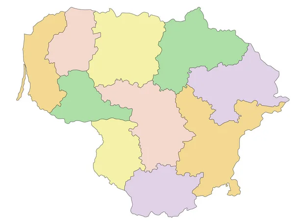 立陶宛 高度详细的可编辑政治地图 — 图库矢量图片