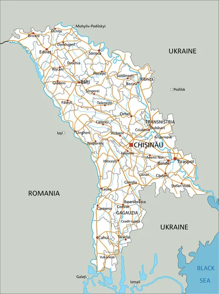Etiketli yüksek detaylı Moldova yol haritası.
