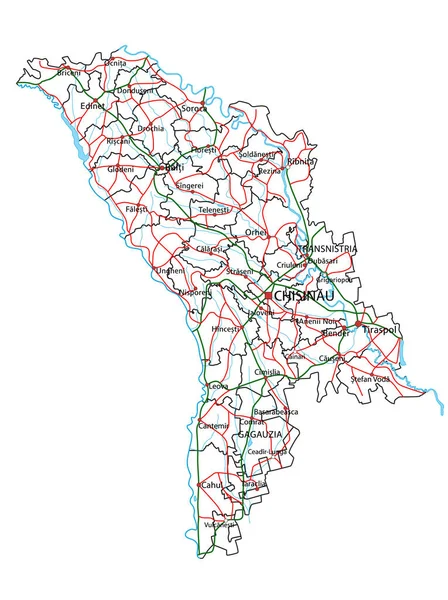 Moldova Road Highway Map Vector Illustration — Stock Vector