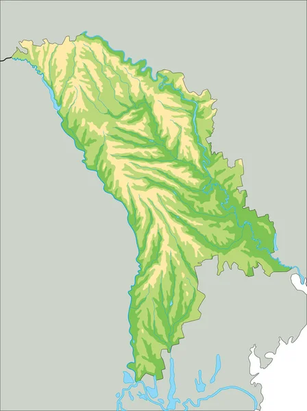 Εξαιρετικά Λεπτομερής Φυσικός Χάρτης Της Μολδαβίας — Διανυσματικό Αρχείο