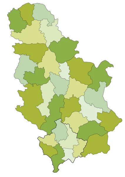 Mapa Político Editável Altamente Detalhado Com Camadas Separadas Sérvia — Vetor de Stock
