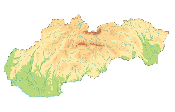 高度详细的斯洛伐克物理地图 — 图库矢量图片