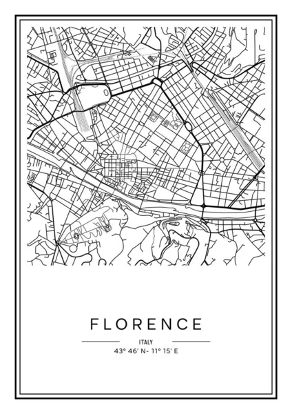 stock vector Black and white printable Florence city map, poster design, vector illistration.