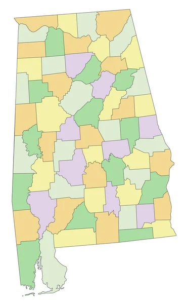 Alabama Mapa Político Altamente Detallado Editable — Vector de stock