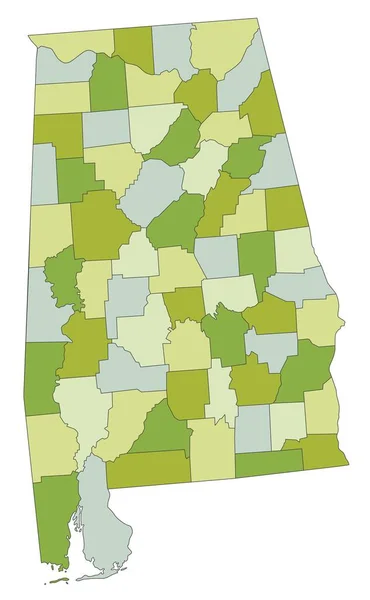 Mappa Politica Altamente Dettagliata Modificabile Con Livelli Separati Alabama — Vettoriale Stock