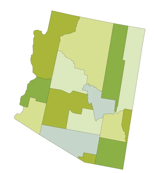 Nagyon Részletes Szerkeszthető Politikai Térkép Különálló Rétegekkel Arizona — Stock Vector