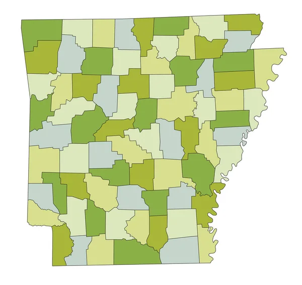 高度详细的可编辑政治地图与分离层 阿肯色州 — 图库矢量图片
