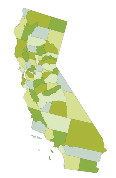 Carte Politique Modifiable Très Détaillée Avec Des Couches Séparées Californie — Image vectorielle