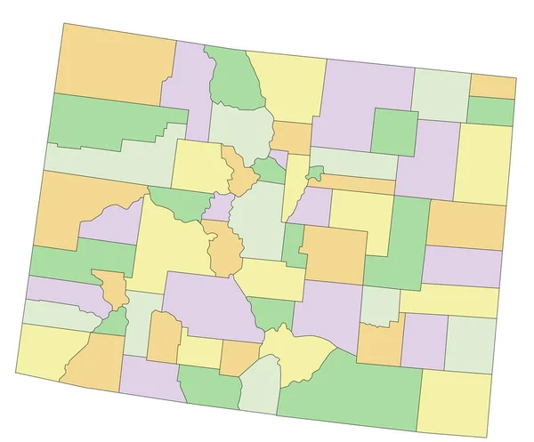Colorado Sehr Detaillierte Editierbare Politische Landkarte — Stockvektor