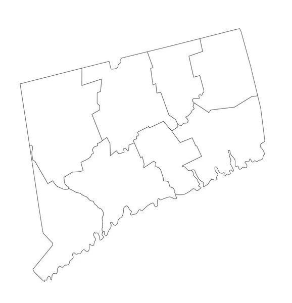 Mycket Detaljerad Karta Över Connecticut Blinda — Stock vektor