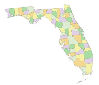 Florida - Son derece detaylı düzenlenebilir politik harita.
