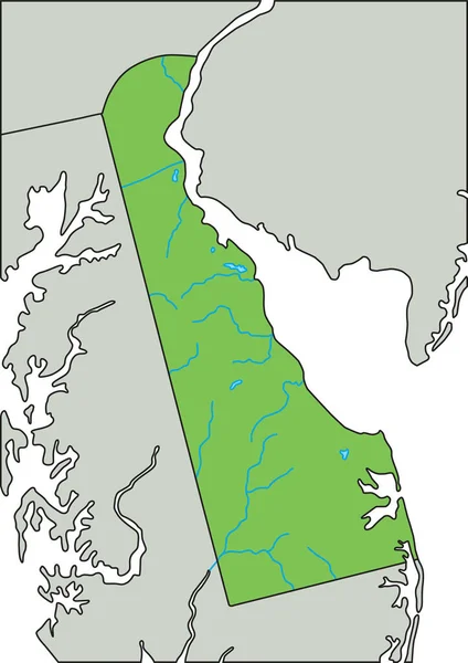 Mapa Físico Detallado Delaware — Vector de stock