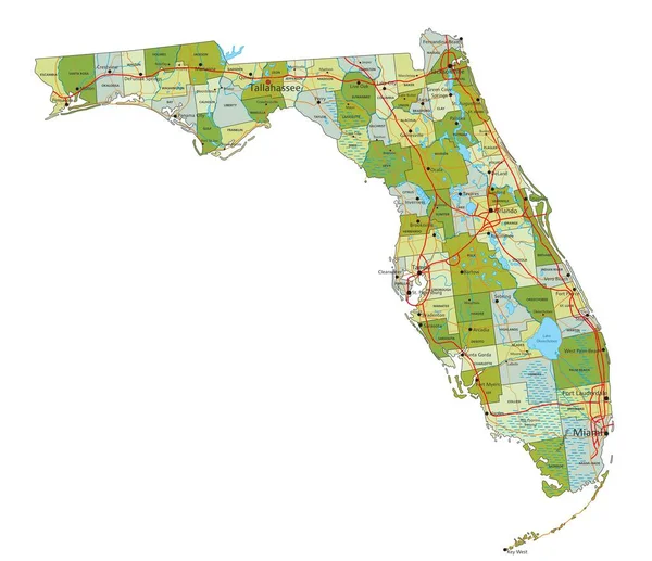 stock vector Highly detailed editable political map with separated layers. Florida