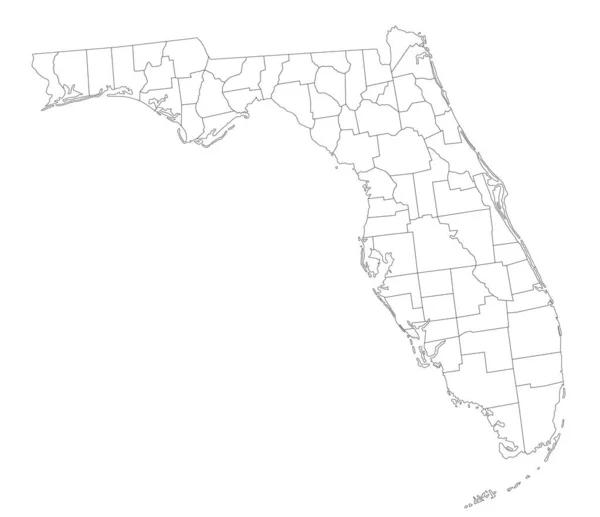 Peta Florida Blind Yang Sangat Rinci - Stok Vektor