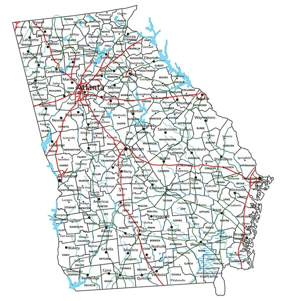 Georgia Road Highway Map Ilustración Vectorial — Vector de stock