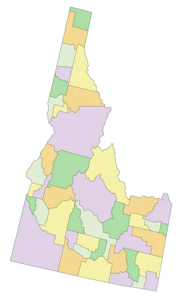 アイダホ州 詳細な編集可能な政治地図 — ストックベクタ