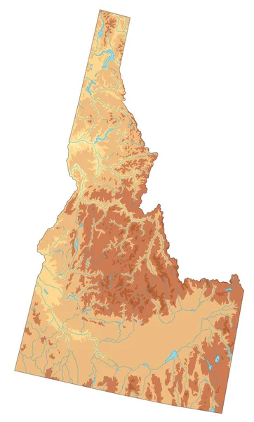 Εξαιρετικά Λεπτομερής Φυσικός Χάρτης Του Idaho — Διανυσματικό Αρχείο