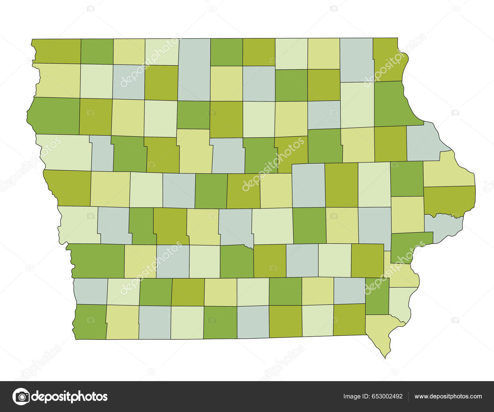 Mapa Político Editável Altamente Detalhado Com Camadas Separadas Iowa ...