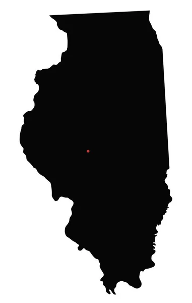 イリノイ州の詳細な地図シルエット地図 — ストックベクタ