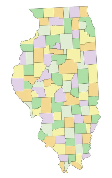 イリノイ州 詳細な編集可能な政治地図 — ストックベクタ