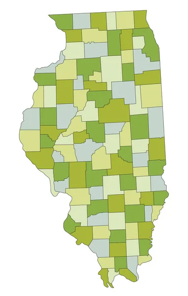Carte Politique Modifiable Très Détaillée Avec Des Couches Séparées Illinois — Image vectorielle