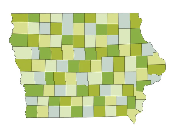 Bardzo Szczegółowa Edytowalna Mapa Polityczna Oddzielnymi Warstwami Iowa — Wektor stockowy