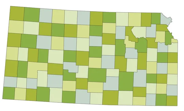 Hoch Detaillierte Editierbare Politische Landkarte Mit Getrennten Ebenen Kansas — Stockvektor