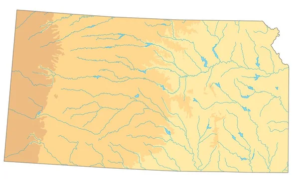 堪萨斯州非常详细的物理地图 — 图库矢量图片