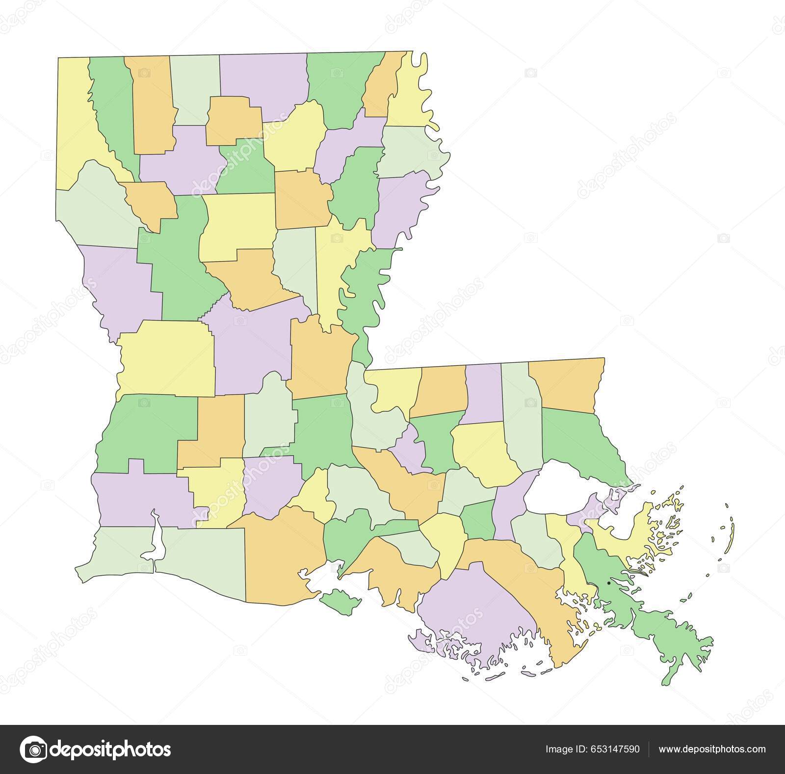 Louisiana Mapa Político Altamente Detallado Editable Vector de stock ...