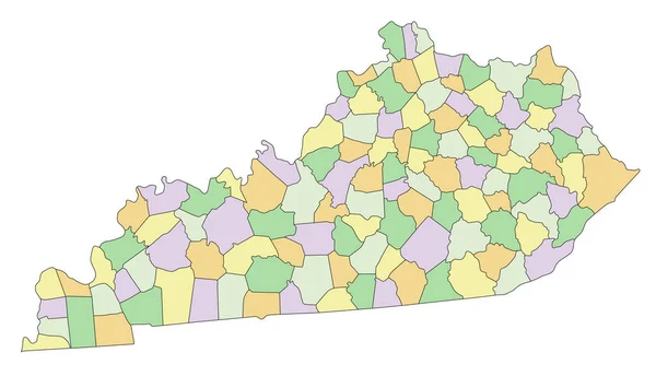 Kentucky Sehr Detaillierte Editierbare Politische Landkarte — Stockvektor