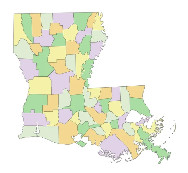 Louisiana Çok Detaylı Düzenlenebilir Politik Harita — Stok Vektör
