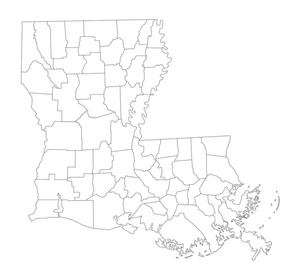 Peta Blind Louisiana Yang Sangat Rinci - Stok Vektor