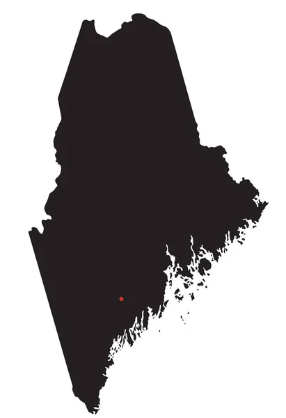 Mycket Detaljerad Karta Över Maine Silhouette — Stock vektor