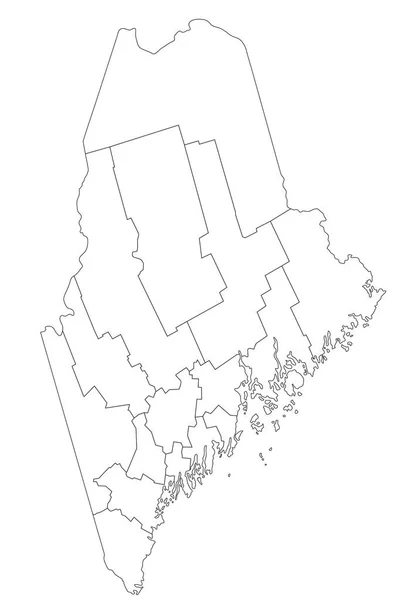 Carte Aveugle Maine Très Détaillée — Image vectorielle