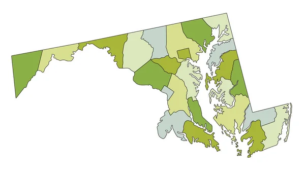 Carte Politique Modifiable Très Détaillée Avec Des Couches Séparées Maryland — Image vectorielle